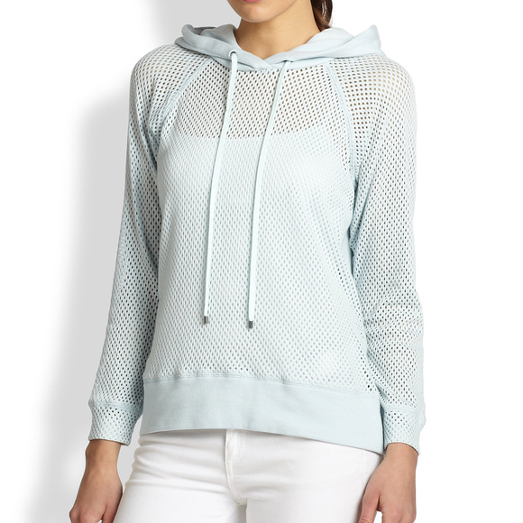 Rebecca Taylor Jackets Coats Rebecca Taylor Blue Hooded Mesh Pullover Dd2 Poshmark